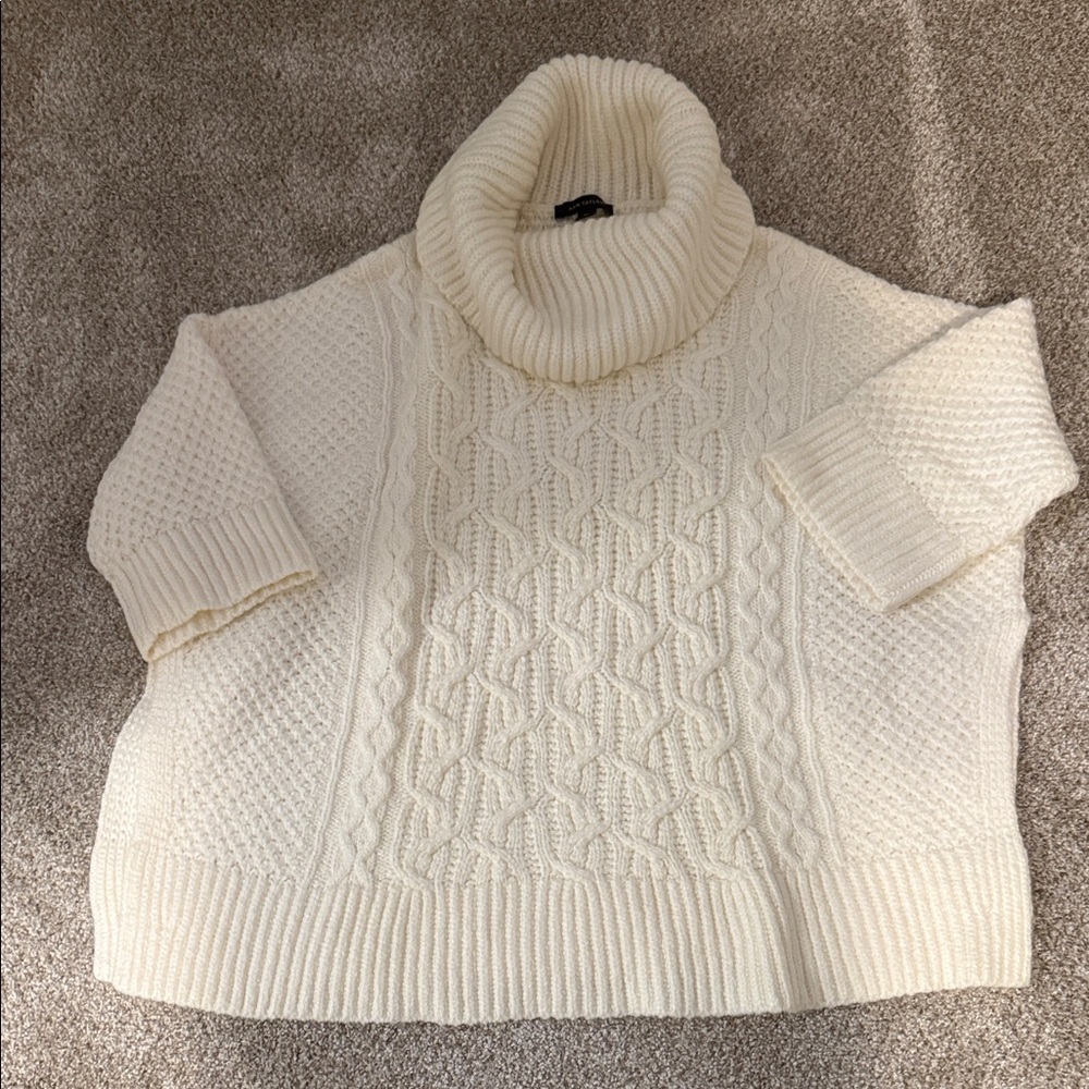 Ann Taylor Ivory Textured Turtleneck Sweater